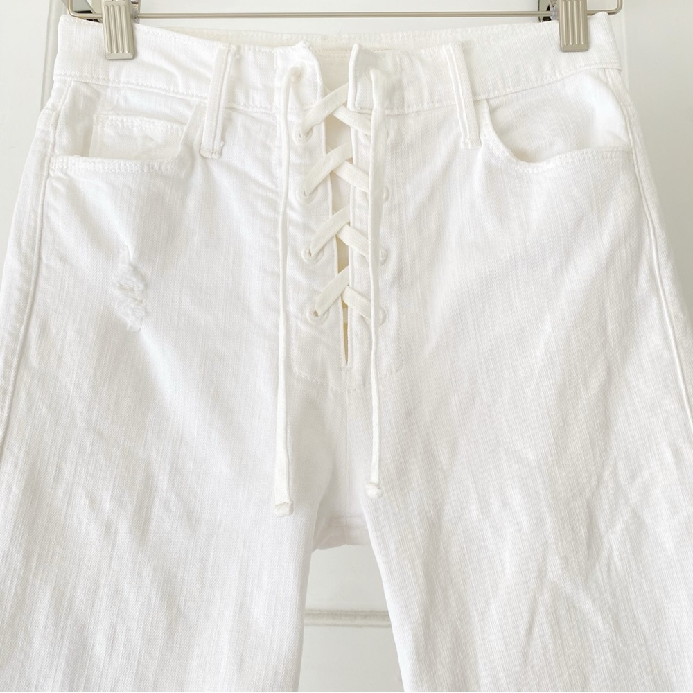 MOTHER SUPERIOR WHITE LACE UP FLY DAZZLER ANKLE CHEW HIGH WAIST SKINNY JEANS - Picture 4 of 12